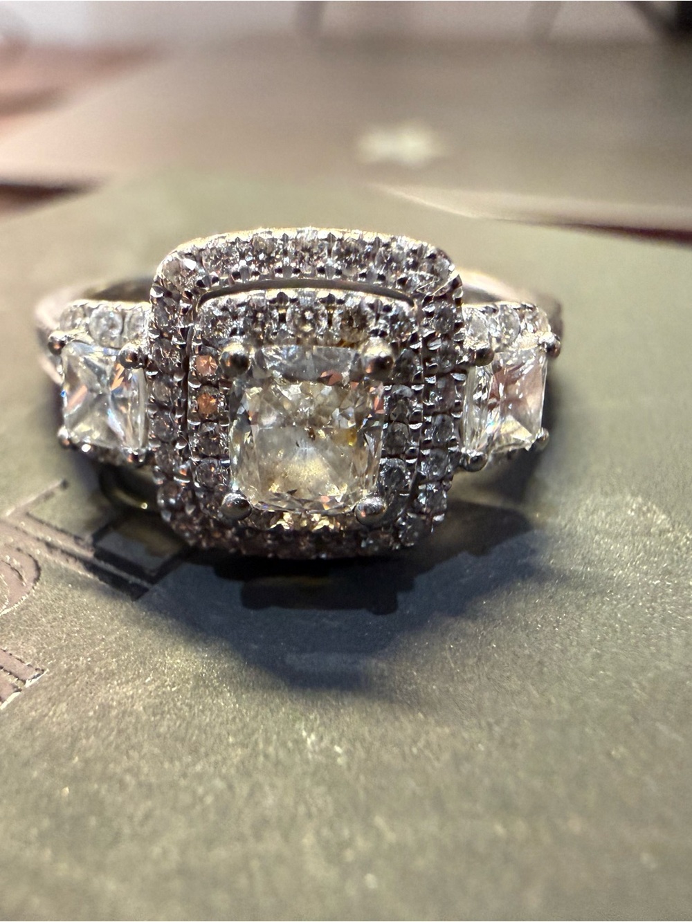 Vera Wang Double Halo diamond white gold Engagement Ring